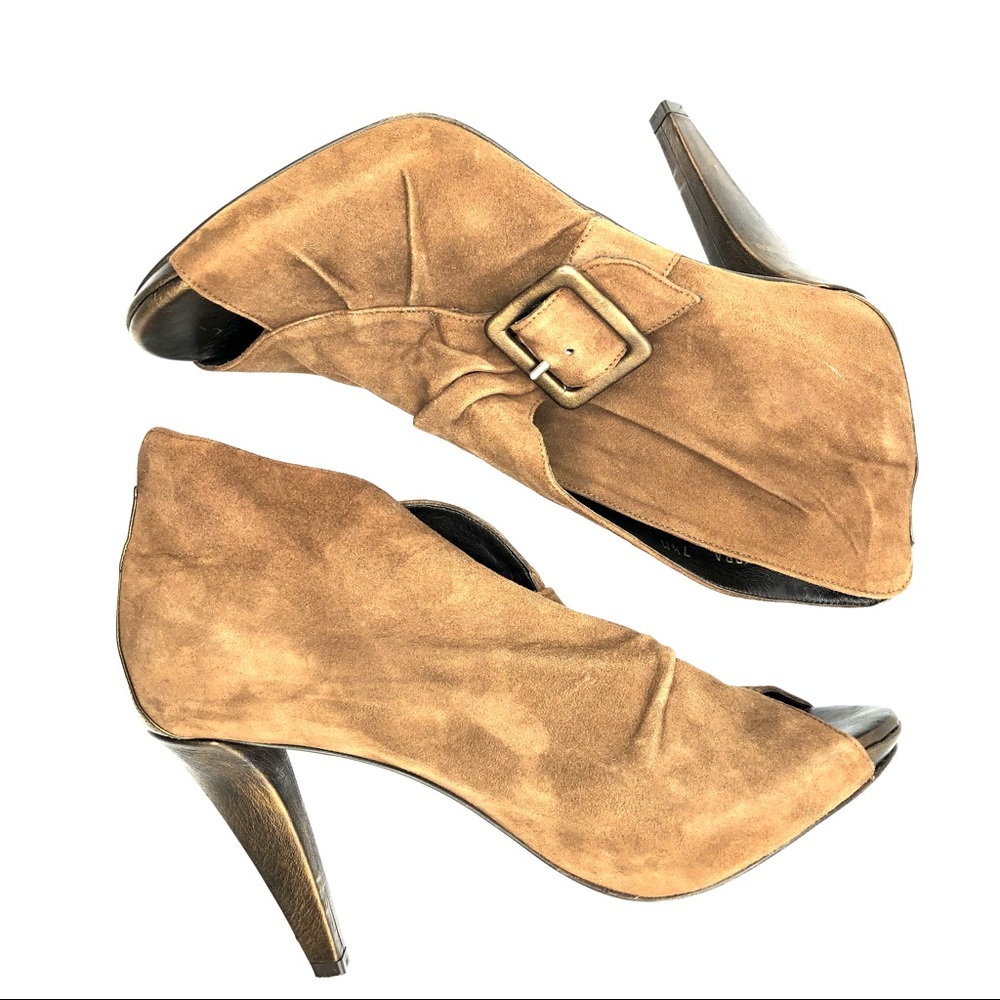 Vintage Donald J. Pliner | Peep Toe Buckle Heeled Bootie
